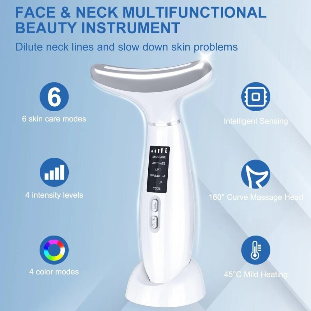 7 Color Face and Neck Massager Light Therapy, Red Light Based Facial Massager - Picture 3 of 7